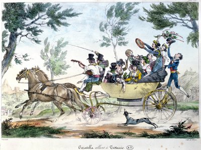 Ekspedisjon til Testaccio, nær Roma, i en caratella, ca. 1830 av Italian School