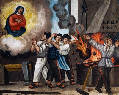 Eksplosjon på jobb, ex-voto av Italian School