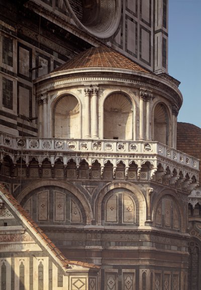 Utvendig utsikt over basilikaen (Duomo) fra 1300- og 1400-tallet av Italian School