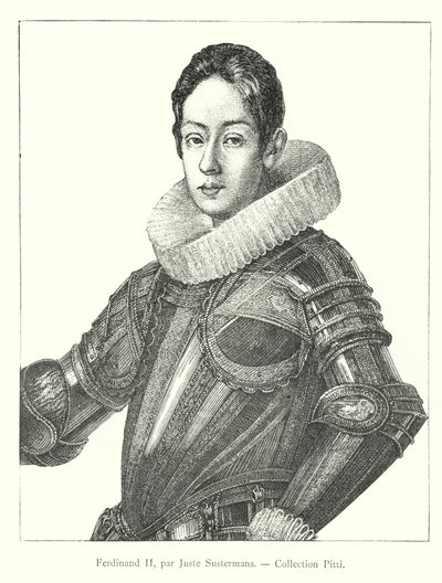 Ferdinand II, av Juste Sustermans, Pitti Collection (gravering) av Italian School
