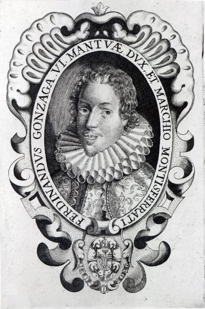 Ferdinando Gonzaga, hertug av Mantua (gravering) (bw-bilde) av Italian School