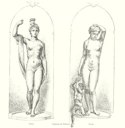 Figurer du Piedestal, Pallas, Venus (gravering) av Italian School