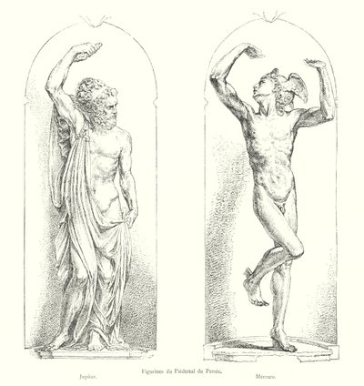 Persiske pidestallfigurer, Jupiter, Mercure (gravering) av Italian School