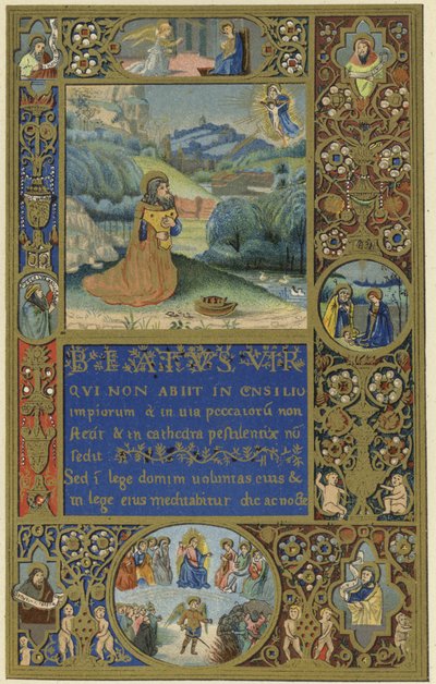 Første side i en psalter av Sinibaldo fra Perugia av Italian School