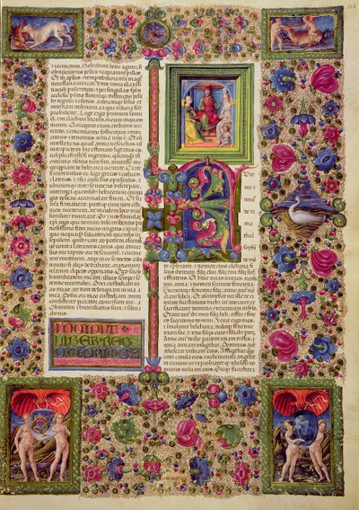 Fol.112r The First Book of Kings, fra Borso d'Este-bibelen. Volum 1 (vellum) av Italian School