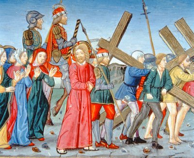 Fol.116v Kristus blir ført til Golgata (vellum) av Italian School