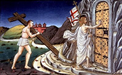 Fol.125va Etter sin død vender Kristus seg for å lede de rettferdiges sjeler inn i paradis (vellum) av Italian School