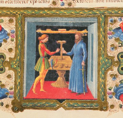 Fol.208r Brev fra St. Paul til Timoteus, fra Borso d'Este-bibelen. Volum 2 (vellum) (detalj av 361789) av Italian School