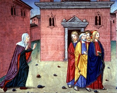 Fol.86v Kristus møter en kvinne og sier 