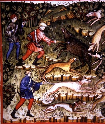 Fol.96r Hunting Animals, illustrasjon fra 