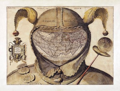 Fool's Cap verdenskart, ca. 1590 (gravering) av Italian School