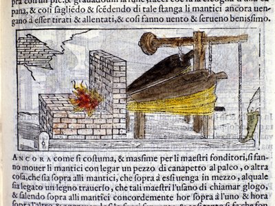Forge - i "Pirotechnia" av Biringuccio av Italian School