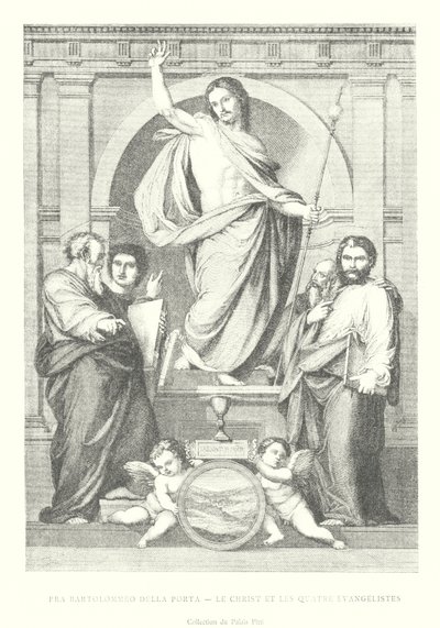 Fra Bartolommeo della Porta, Le Christ et les Quarte Evangelistes, Collection du Palais Pitti (gravering) av Italian School