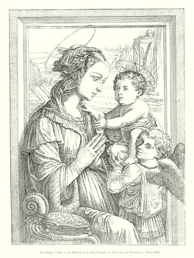 Fra Filippo Lippi, The Madonna and the Divine Child, Collection of Florence, Palazzo Pitti (gravering) av Italian School