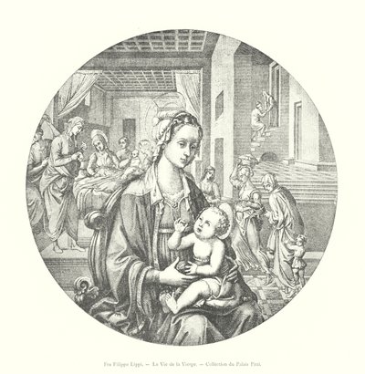 Fra Filippo Lippi, The Life of the Virgin, Pitti Palace Collection (gravering) av Italian School