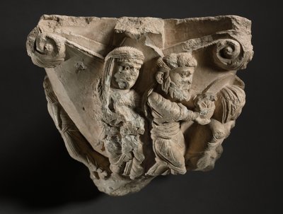 Fragment of a Capital with Scenes from Mary's Infancy, verksted for katedralen i Monopoli, tidlig på 1100-tallet av Italian School