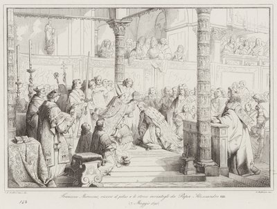 Francesco Morosini, mottar pileus og stocco sendt til ham av pave Alexander VIII av Italian School