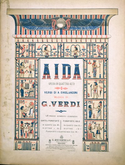 Forside for partituret til Aida, av Giuseppe Verdi (1813-1901) av Italian School