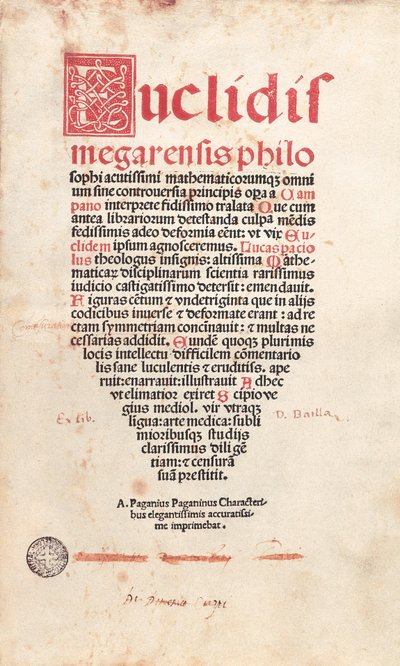 Frontispice av Euklids geometri av Italian School