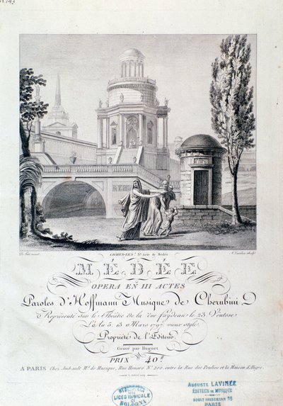 Frontispice av musikalsk partitur av Medea (scene 3), opera av Luigi Cherubini av Italian School