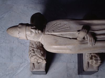 Begravelsesmonument til den første dogen av Genova Simone Boccanegra, detalj (Marmorskulptur av Italian School