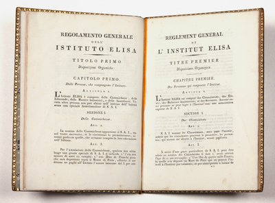 Generelle regler for Instituto Elisa i Lucca, gitt i Lucca, 14. juli 1811 (trykk) av Italian School