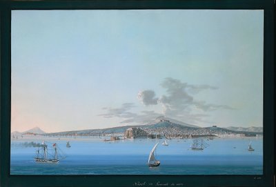 Generell utsikt over Napoli fra havet av Italian School