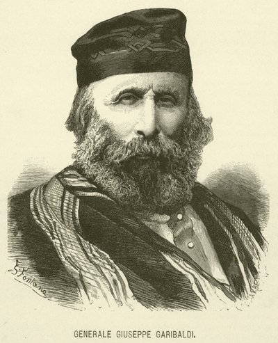 General Giuseppe Garibaldi (gravering) av Italian School