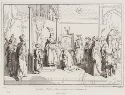 Gentile Bellino riddet av Mohammed II av Italian School