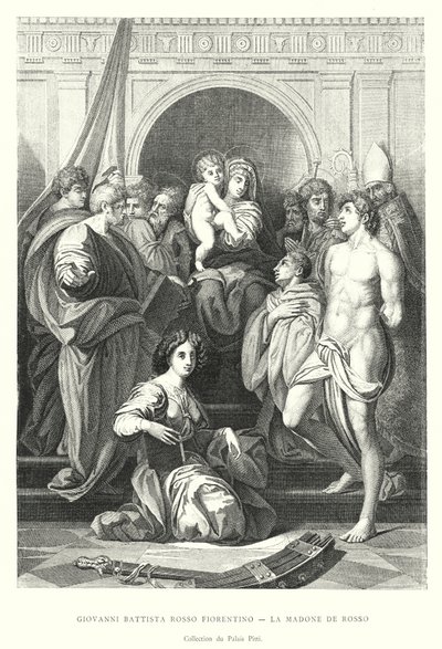 Giovanni Battista Rosso Fiorentino, La Madone de Rosso, Collection du Palais Pitti (gravering) av Italian School