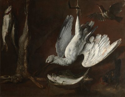 Hare, skestork og fisk, midten av 1600-tallet (olje på lerret) av Italian School
