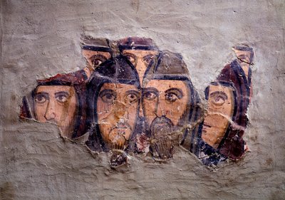 Hoder av orientalske munker. Fresker fra St Silvia oratorium, 9. - 10. århundre av Italian School
