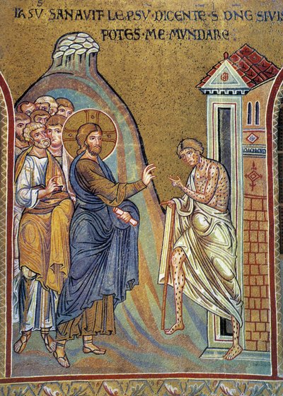 Helbredelse av spedalske - mosaikk, Monreale, Italia av Italian School
