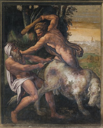 Hercules dreper den kretiske oksen, Yellow Room av Italian School