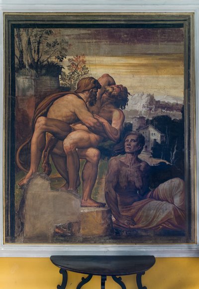 Hercules dreper Antaeus, fra det gule rommet av Italian School