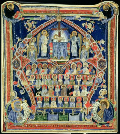 Historikert initial A som viser Den siste dommen av Italian School