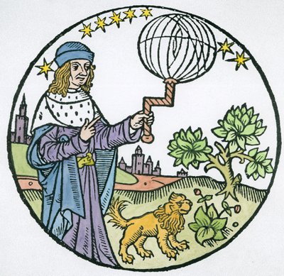 Ideell portrett av Aristoteles (384–322 f.Kr.), kopi av en illustrasjon fra Aristoteles cum Leonardi Aretini Commentariis, Venezia 1516, brukt i en magihistorie, utgitt sent på 1800-tallet (la av Italian School