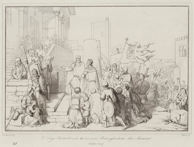Doge Pietro Orseolo II hjelper Bari beleiret av saracenerne av Italian School