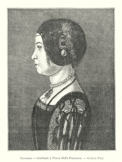 Inconnue, Attribuee a Pierro Della Francesca, Galerie Pitti (gravering) av Italian School