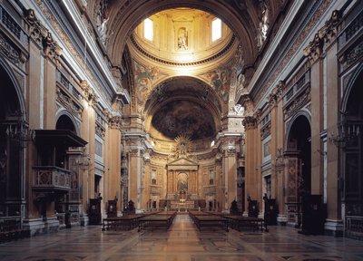 Innvendig utsikt over kirken Gesu i Roma, ca 1568 (innvendig utsikt over Chiesa del Gesu i Roma, Italia) av Italian School