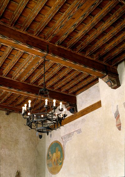 Innvendig utsikt over rådhuset (Palazzo degli Anziani) av Italian School
