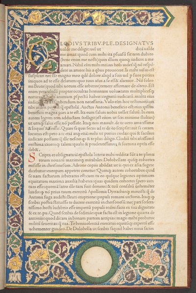 Italiensk renessanseromersk type, fra Epistolae ad Brutum, av Marcus Tullius Cicero av Italian School