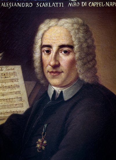 Italiensk komponist Alessandro Scarlatti, detalj (olje på lerret) av Italian School