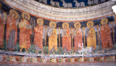 Jesus og Maria blant de tolv apostlene av Italian School