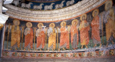 Jesus og Maria blant de tolv apostlene av Italian School
