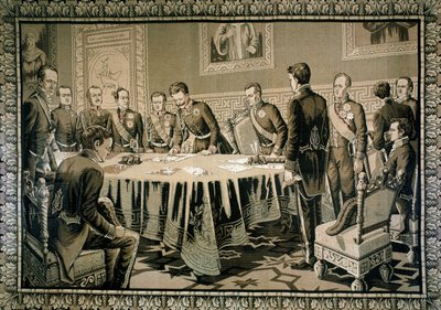 Kong Karl Albert av Savoy signerer vedtekten (teppe) av Italian School