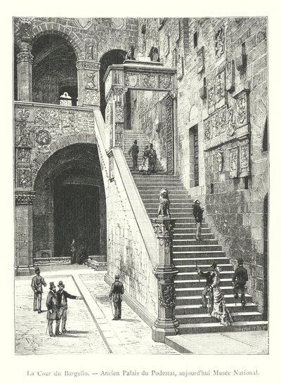Court of Bargello, tidligere palass til Podestà, i dag nasjonalmuseum (gravering) av Italian School