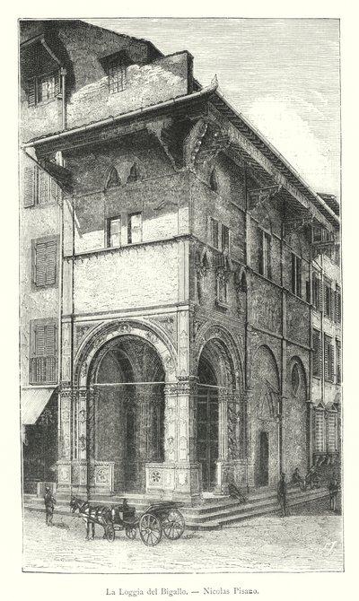 Loggia del Bigallo, Nicolas Pisano (gravering) av Italian School