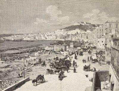 La Marinella, Napoli, Italia, gravering av Sabattini fra tegning av A Della Valle, fra L'Illustration Italiana, nr. 7, 17. februar av Italian School
