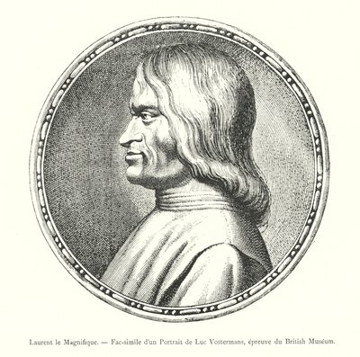 Lawrence the Magnificent, faksimile av et portrett av Luc Vostermans, British Museum-bevis (gravering) av Italian School